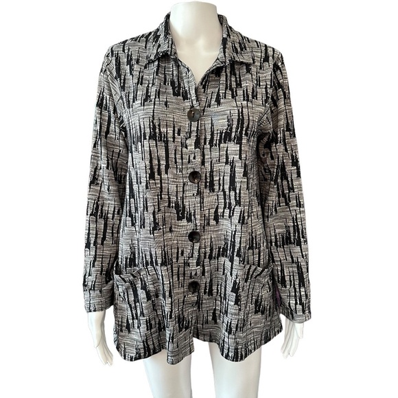PARSLEY & SAGE Womens S Over Shirt Light Jacket Pockets Abstract Print Artsy - Picture 1 of 14
